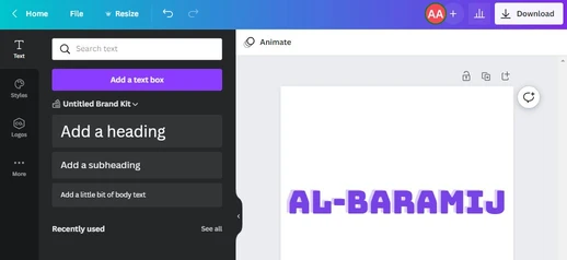أداة كانفا عمل لوجو